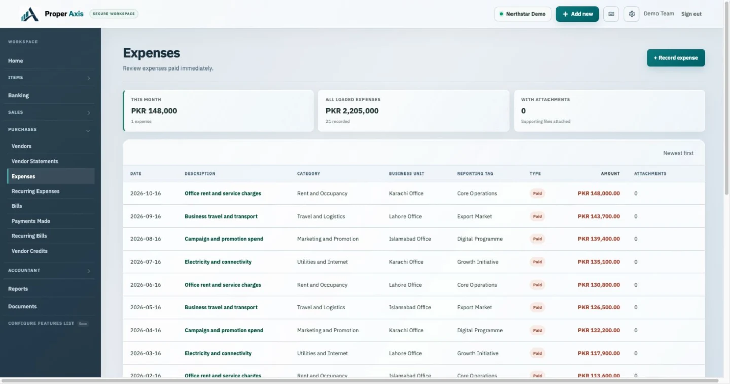 Proper Axis Bills and purchasing workflow